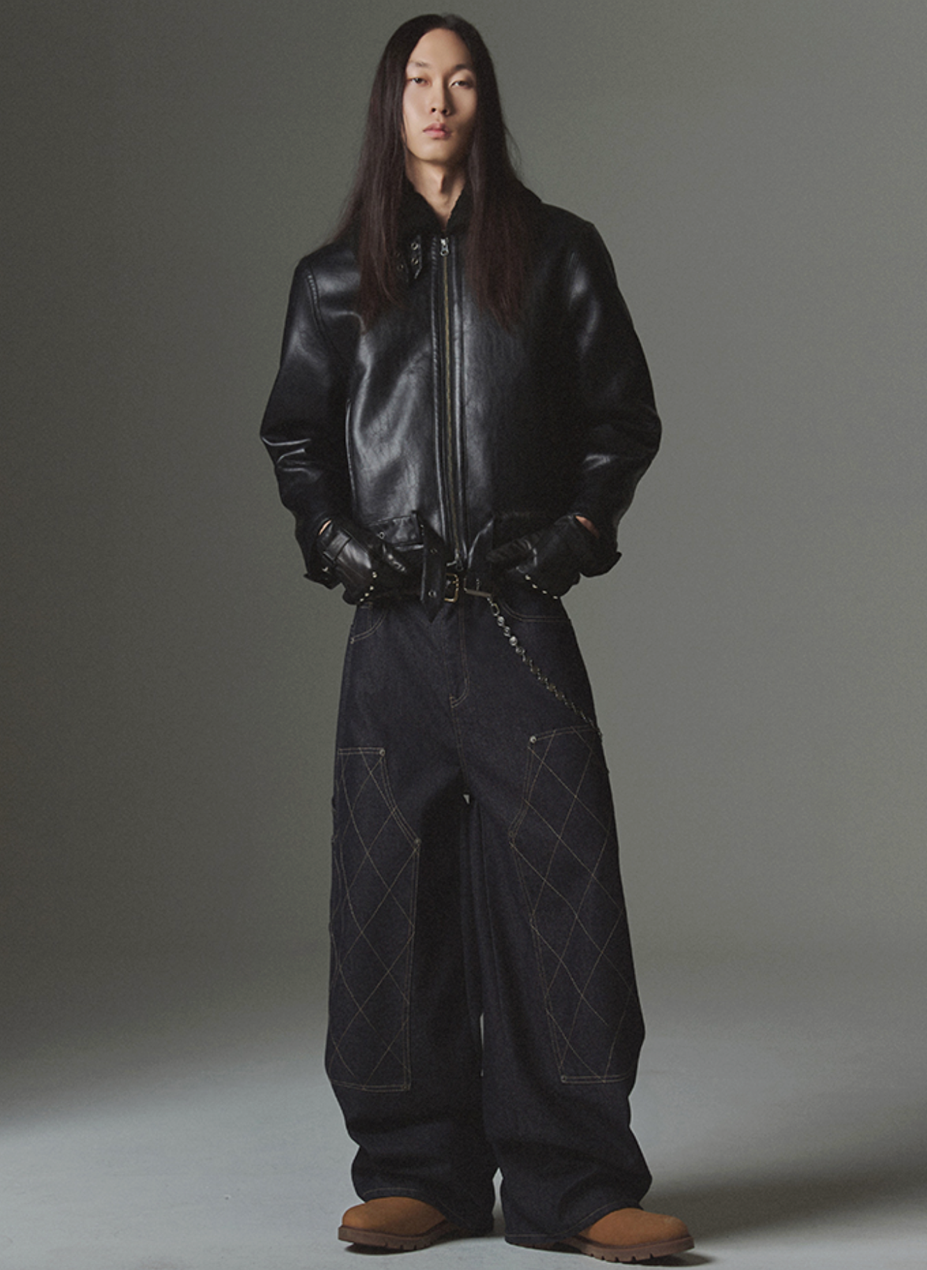 Stitch Double Knee Denim Pants DEEP INDiGO