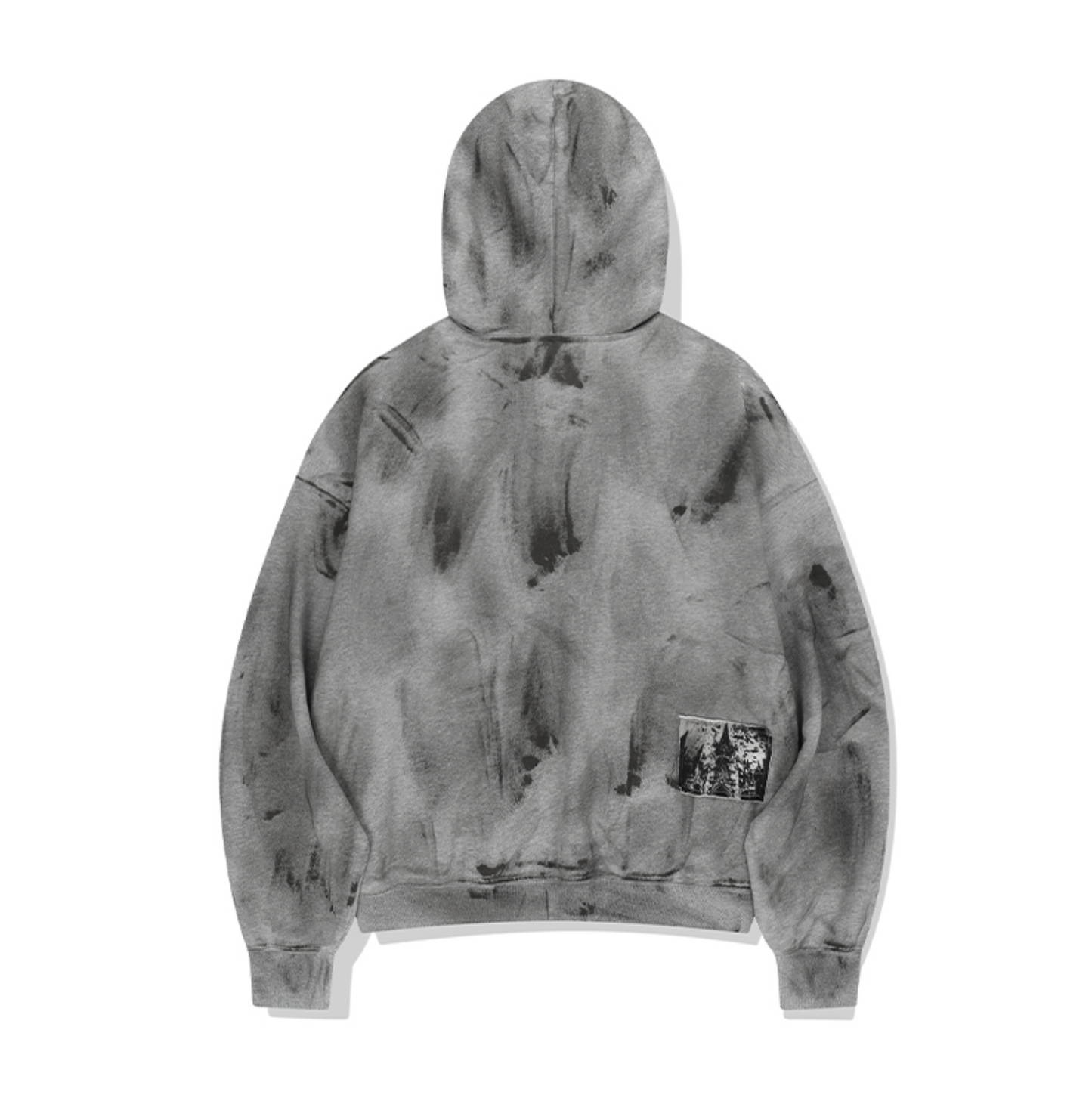 Damage Washed Patch Pullover Hood GREY