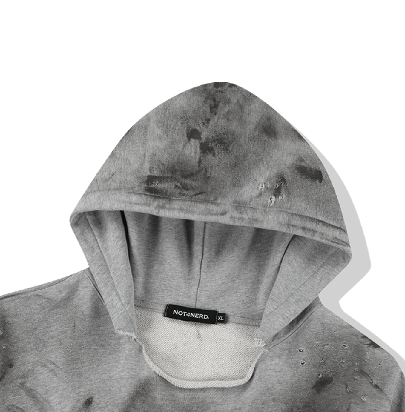 Damage Washed Patch Pullover Hood GREY