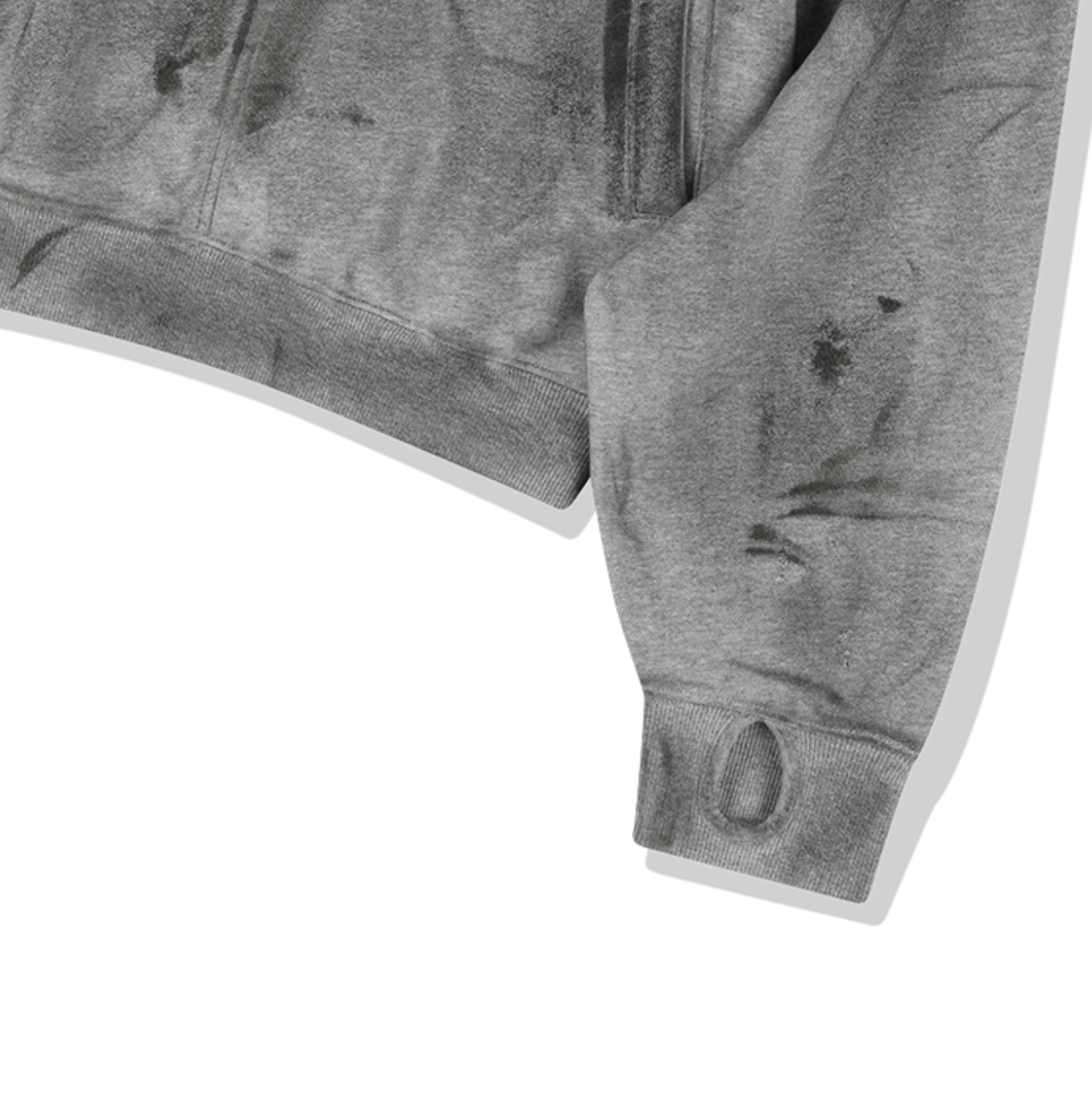 Damage Washed Patch Pullover Hood GREY
