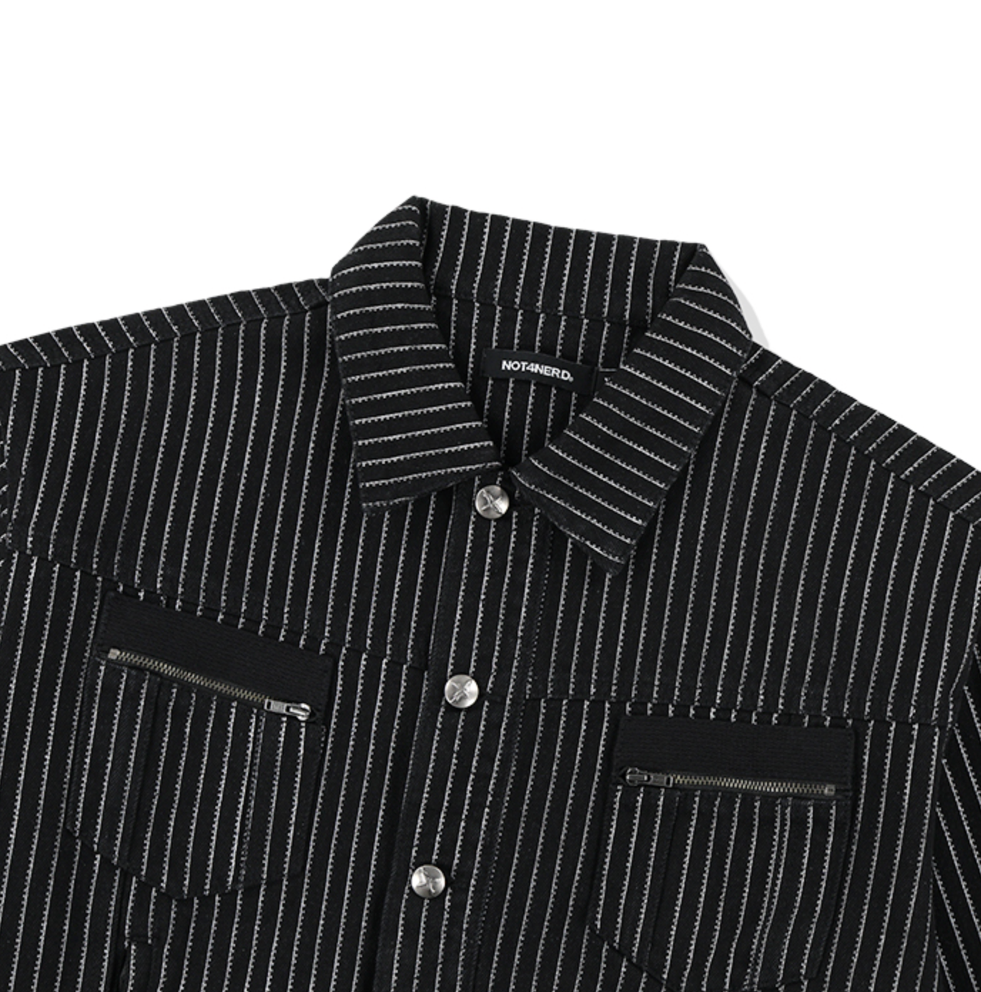 4 Symbol Pendant Stripe Denim Jacket BLACK