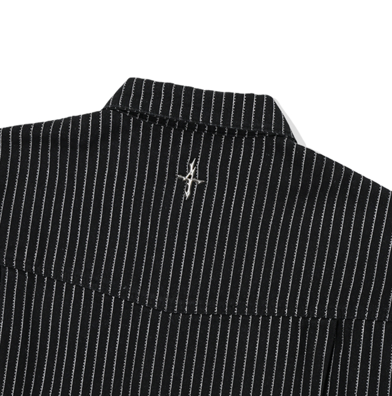 4 Symbol Pendant Stripe Denim Jacket BLACK