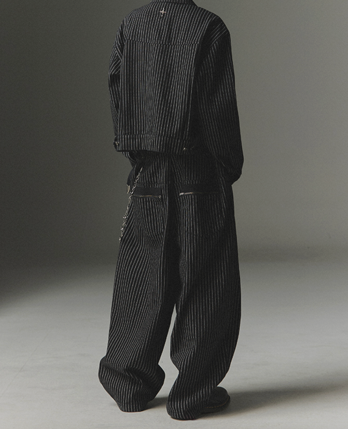Wide Buckle Stripe Wide FIt Denim Pants BLACK