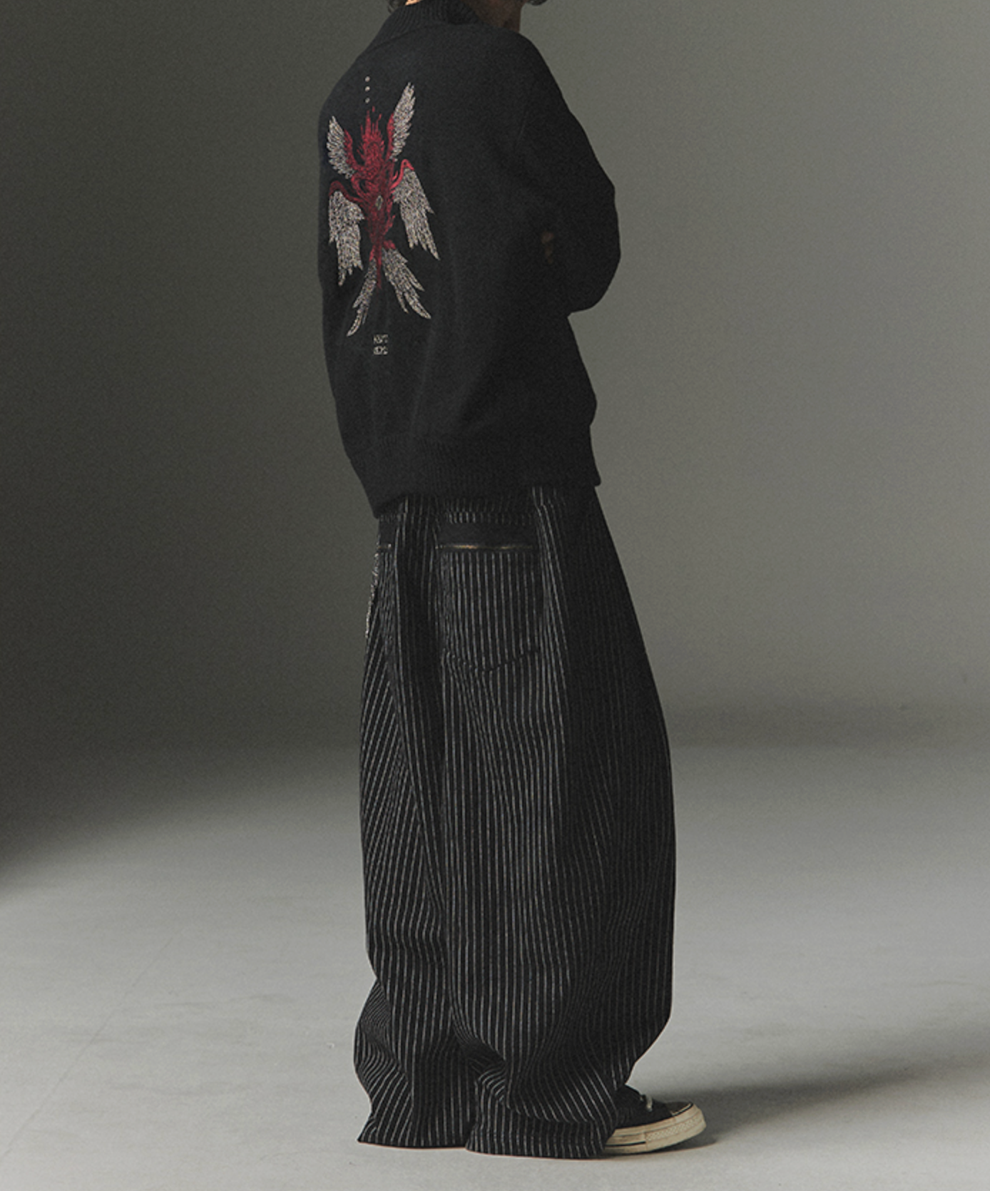 Wide Buckle Stripe Wide FIt Denim Pants BLACK