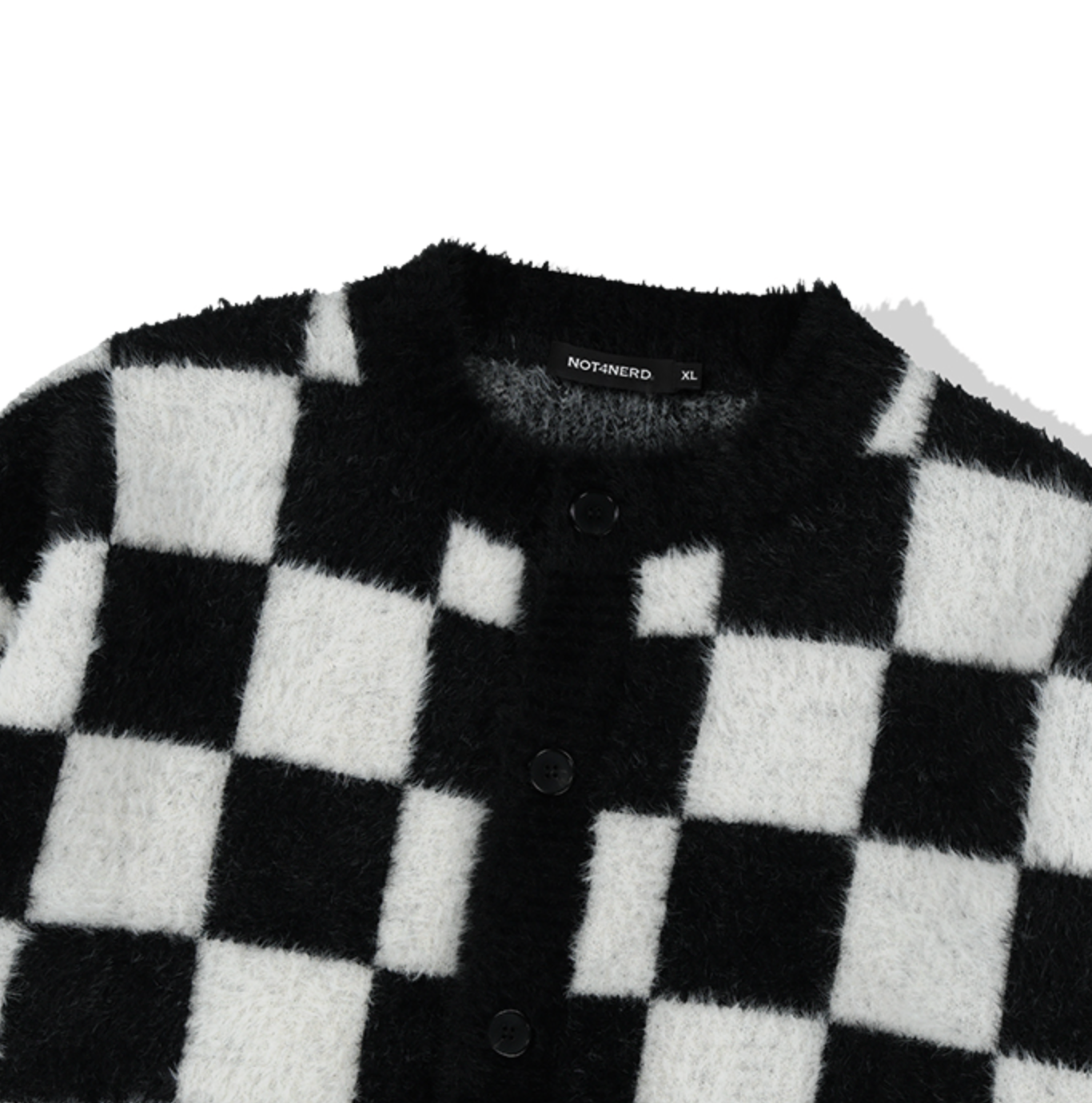 Checkerboard Mohair Cardigan BLACK