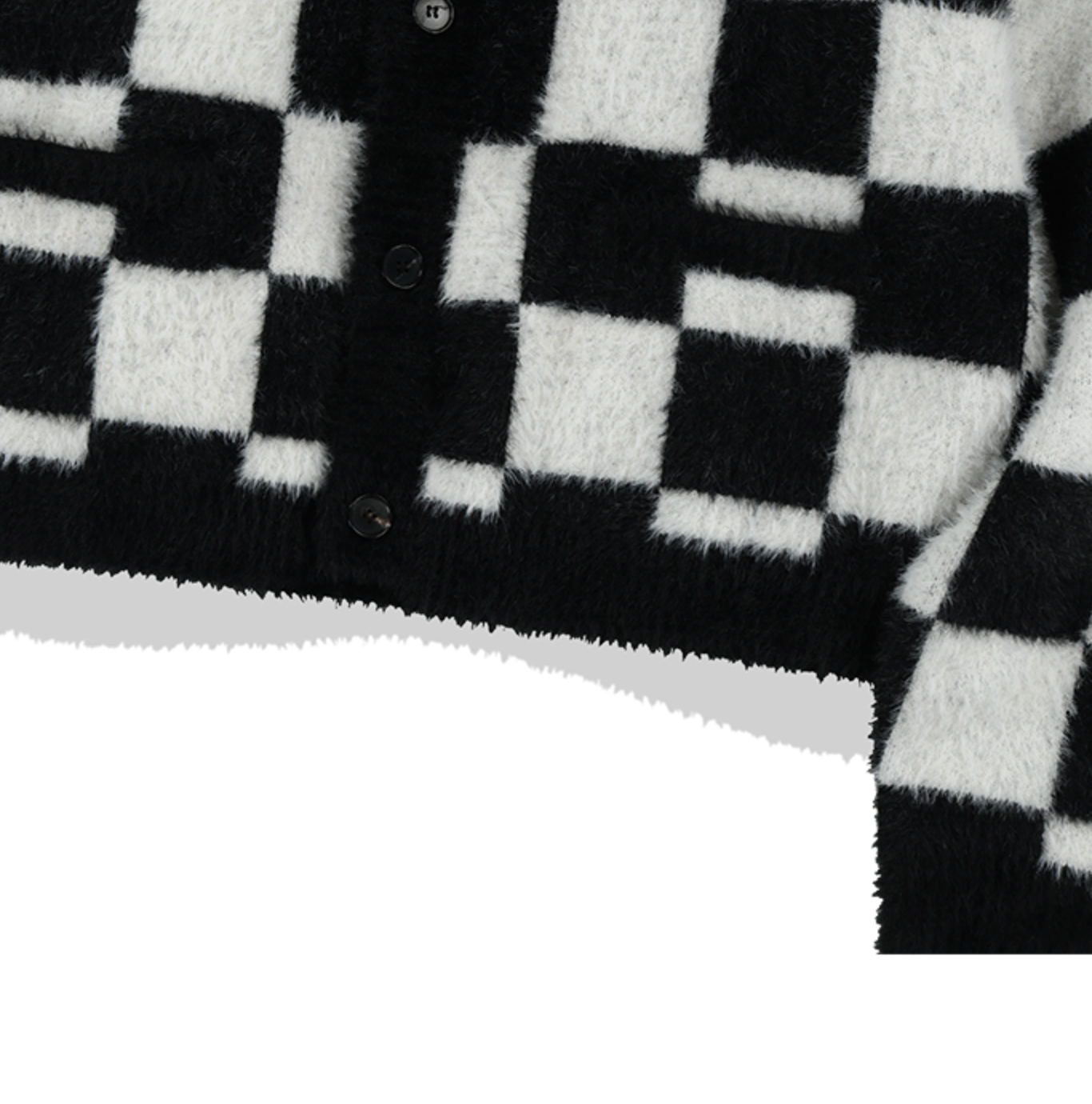 Checkerboard Mohair Cardigan BLACK