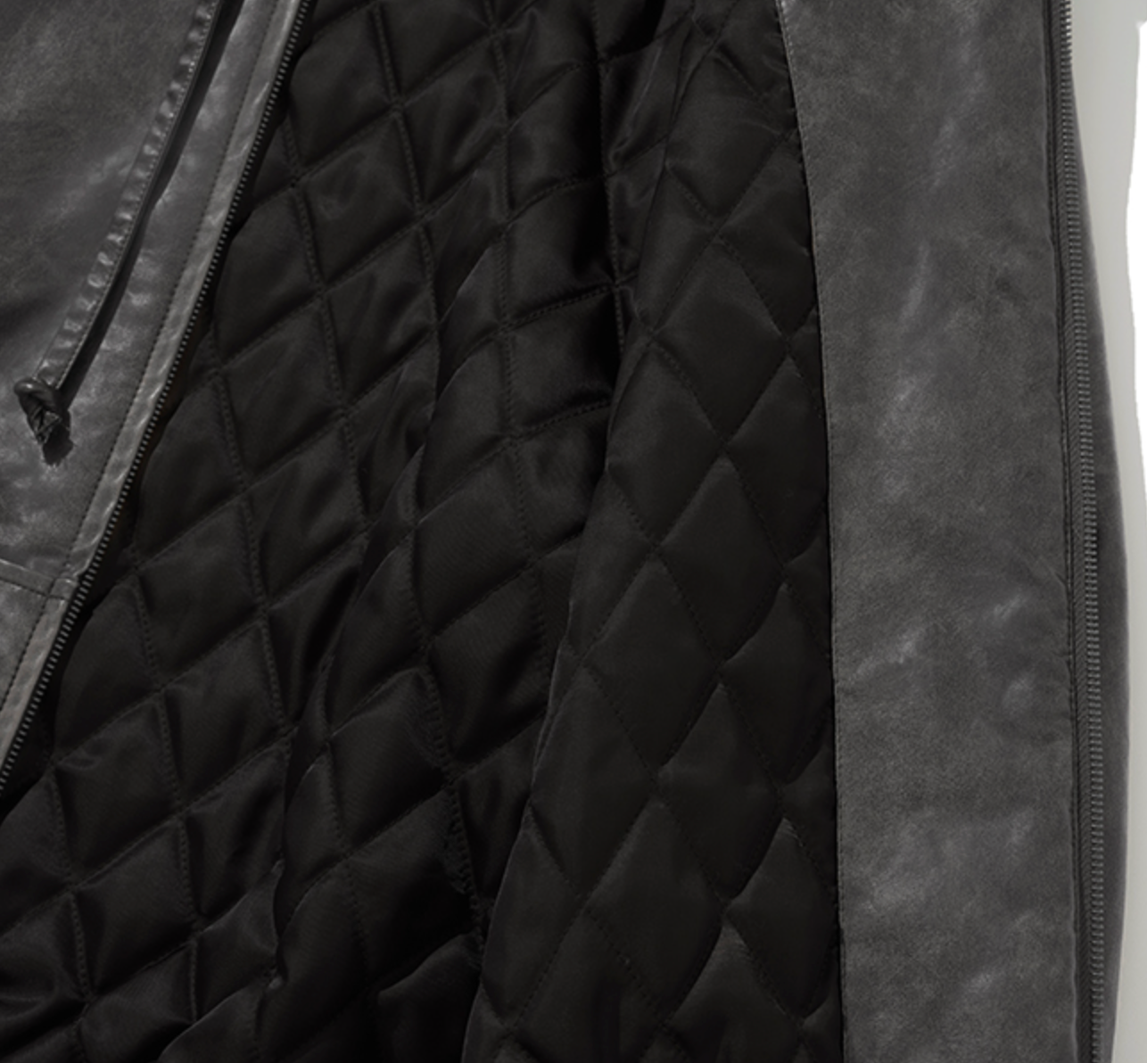 Crop Leather Vintage Hooded Jacket CHARCOAL