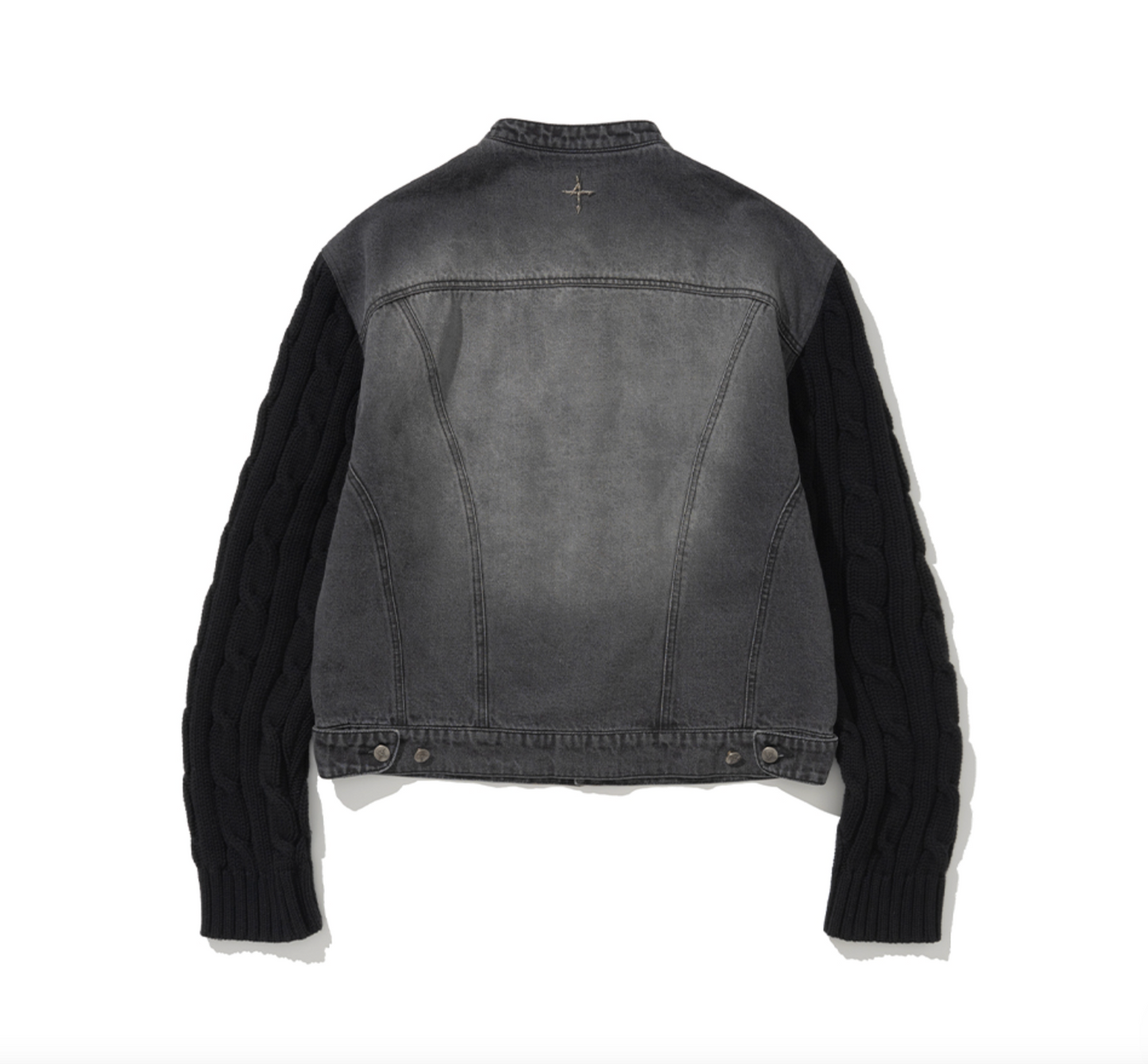 Knit Sleeve Denim Jacket BLACK