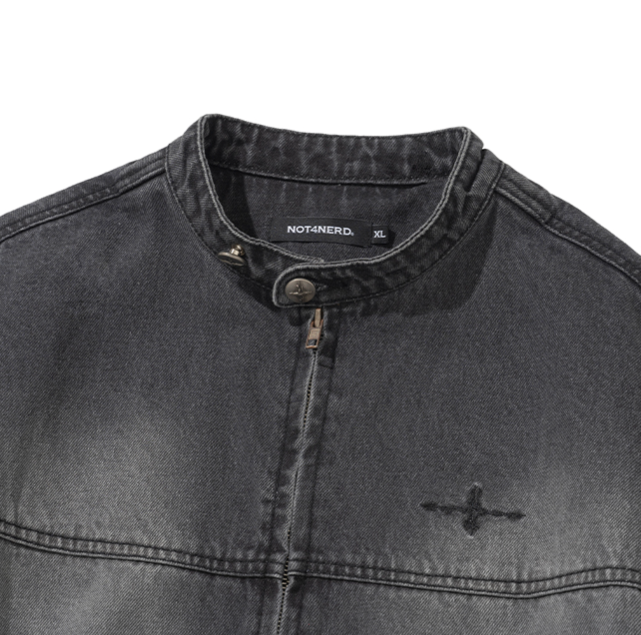 Knit Sleeve Denim Jacket BLACK