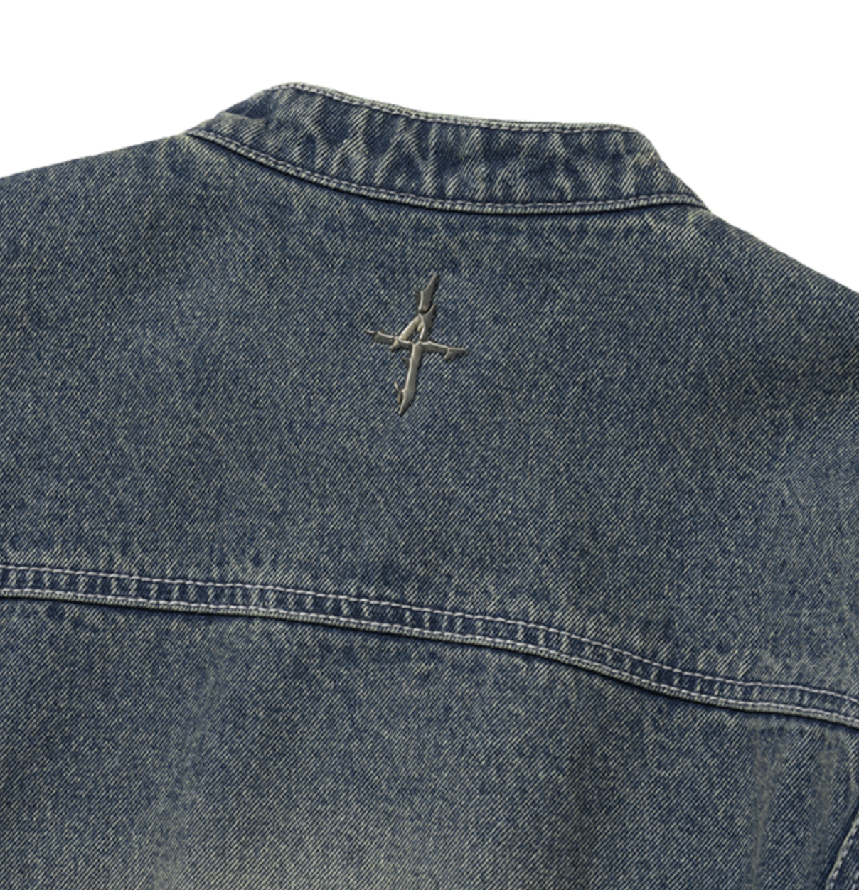 Knit Sleeve Denim Jacket DEEP BLUE