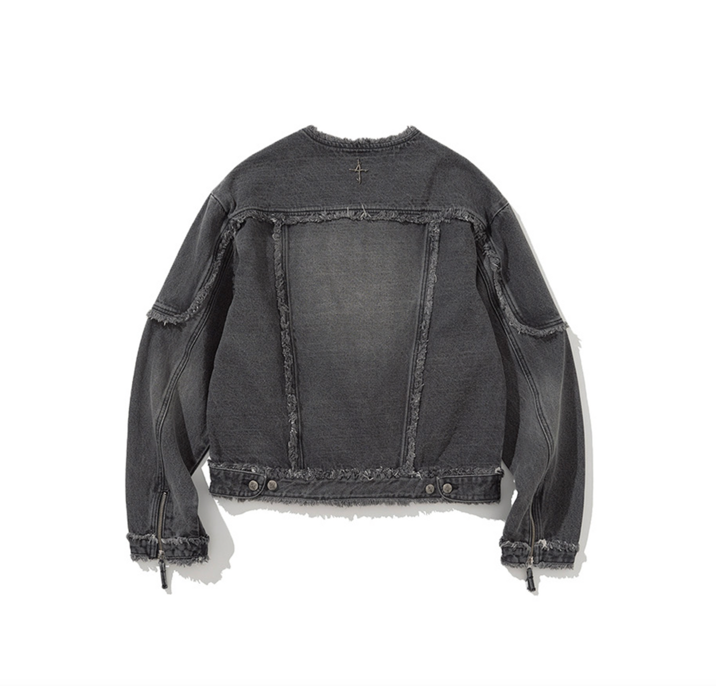 Cut Off Non-Collar Denim Jacket BLACK