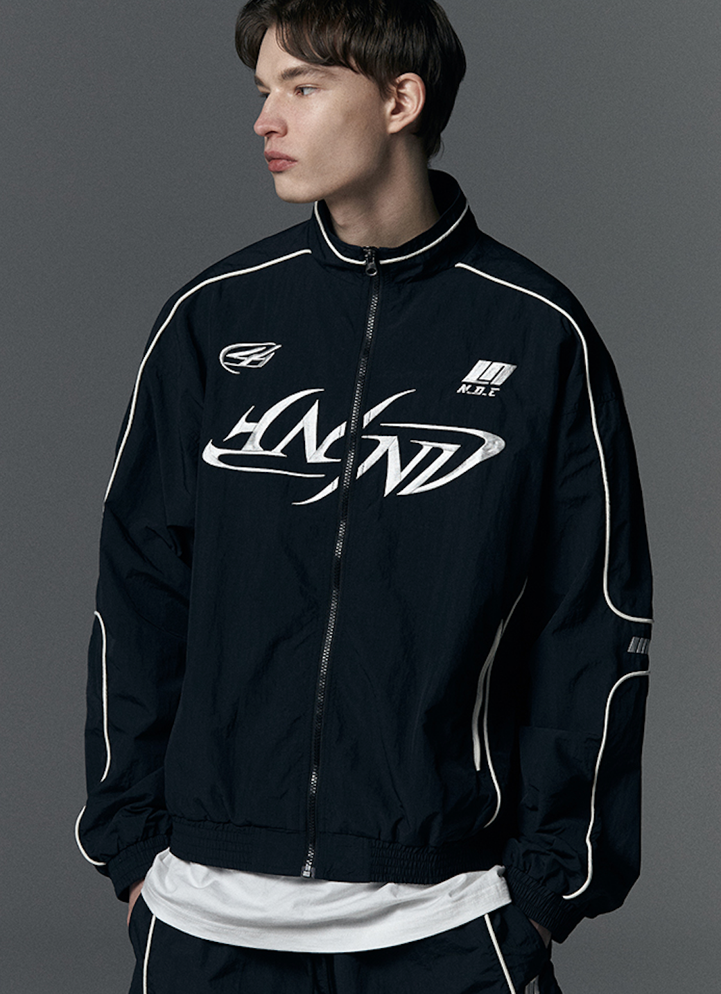 Tribal Logo Nylon Racing Jacket BLACK