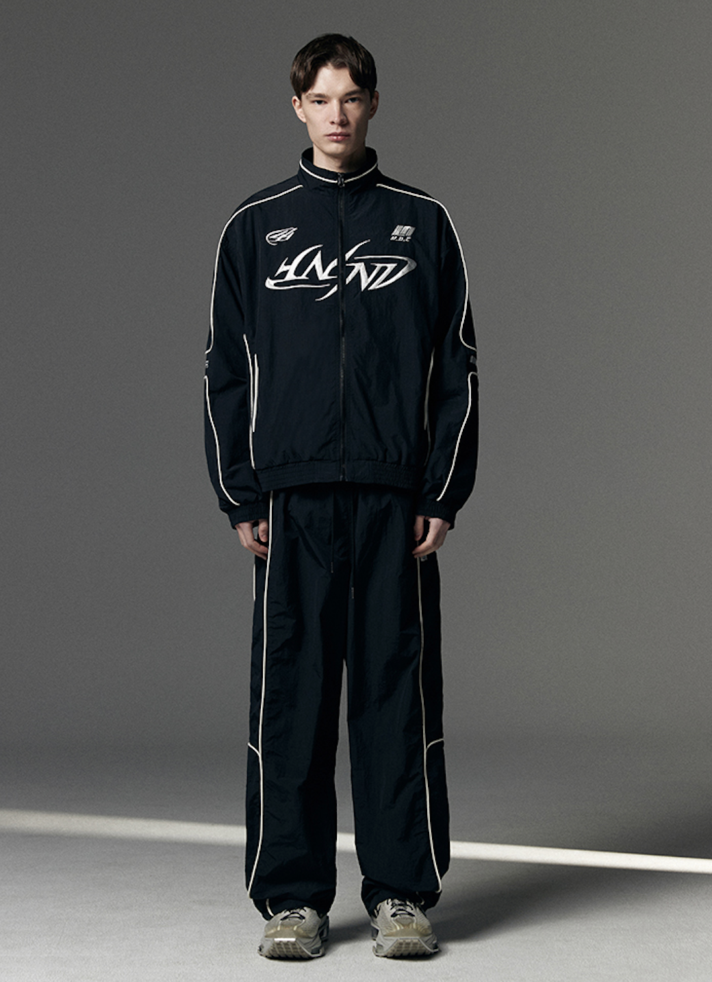 Tribal Logo Nylon Racing Jacket BLACK