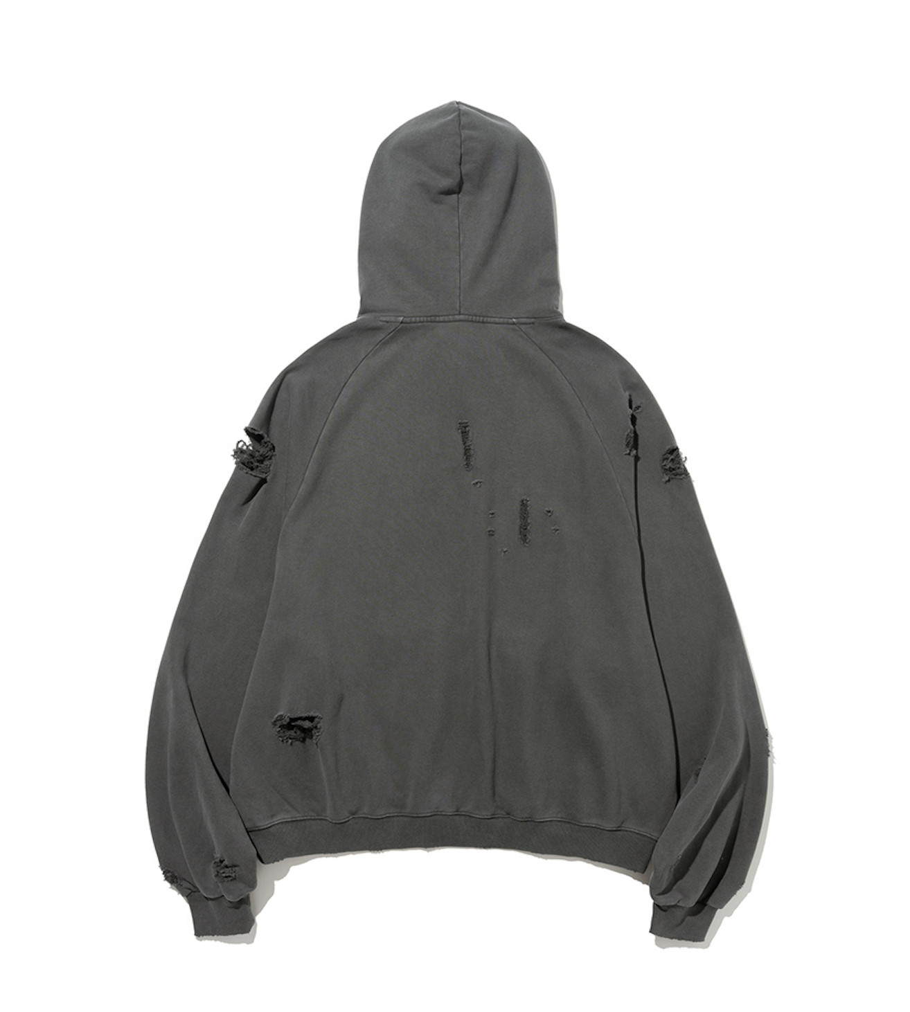 Destroyed Pigment Goat Pullover Hood CHARCOAL