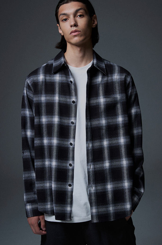 N4ND Offshoot Flannel Shirt BLACK