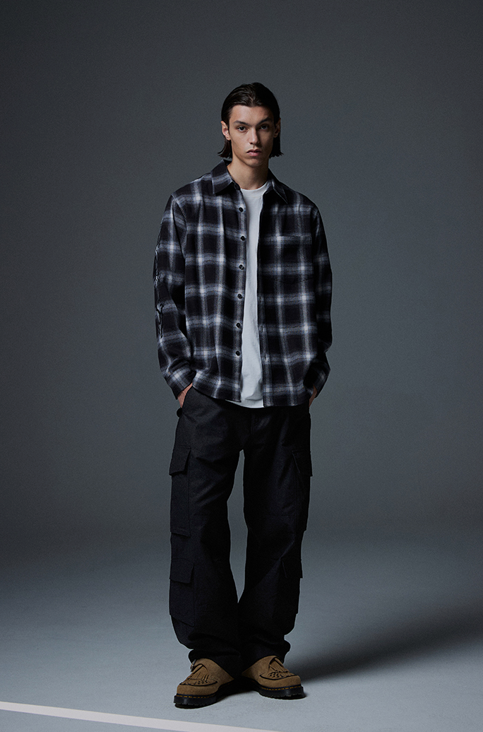N4ND Offshoot Flannel Shirt BLACK