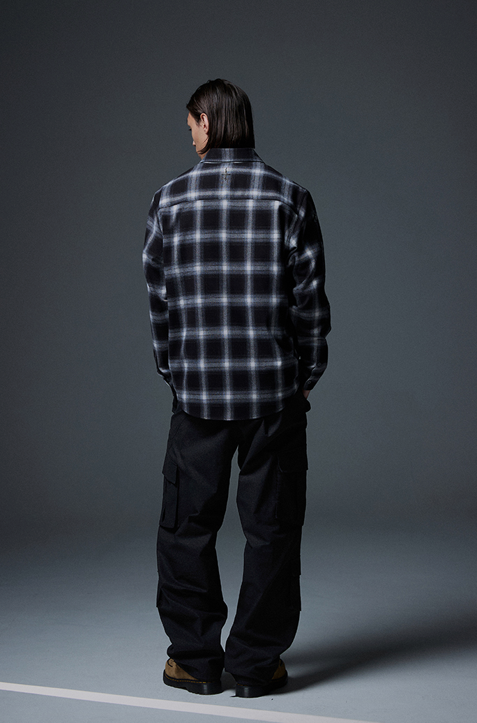 N4ND Offshoot Flannel Shirt BLACK