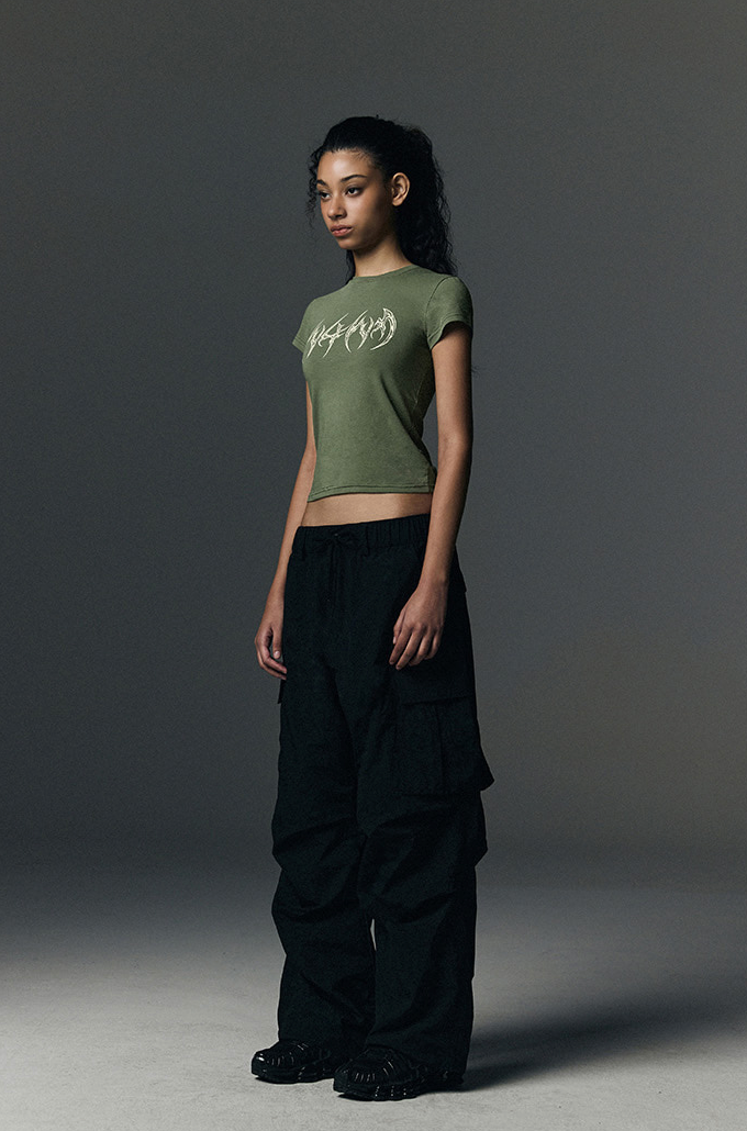 Parachute Nylon Cargo Pants BLACK