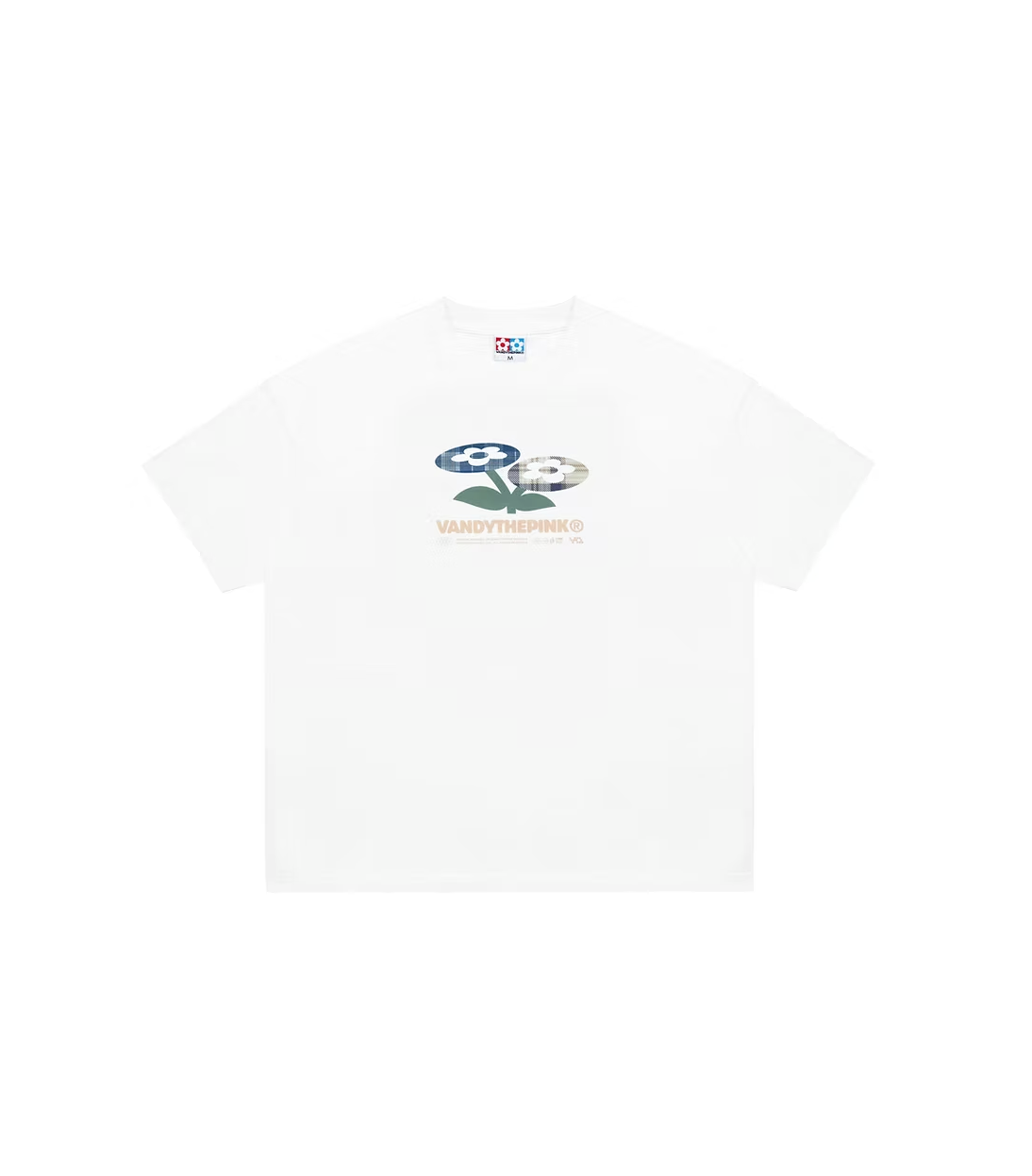 Plaid Two Flower Tee WHITE