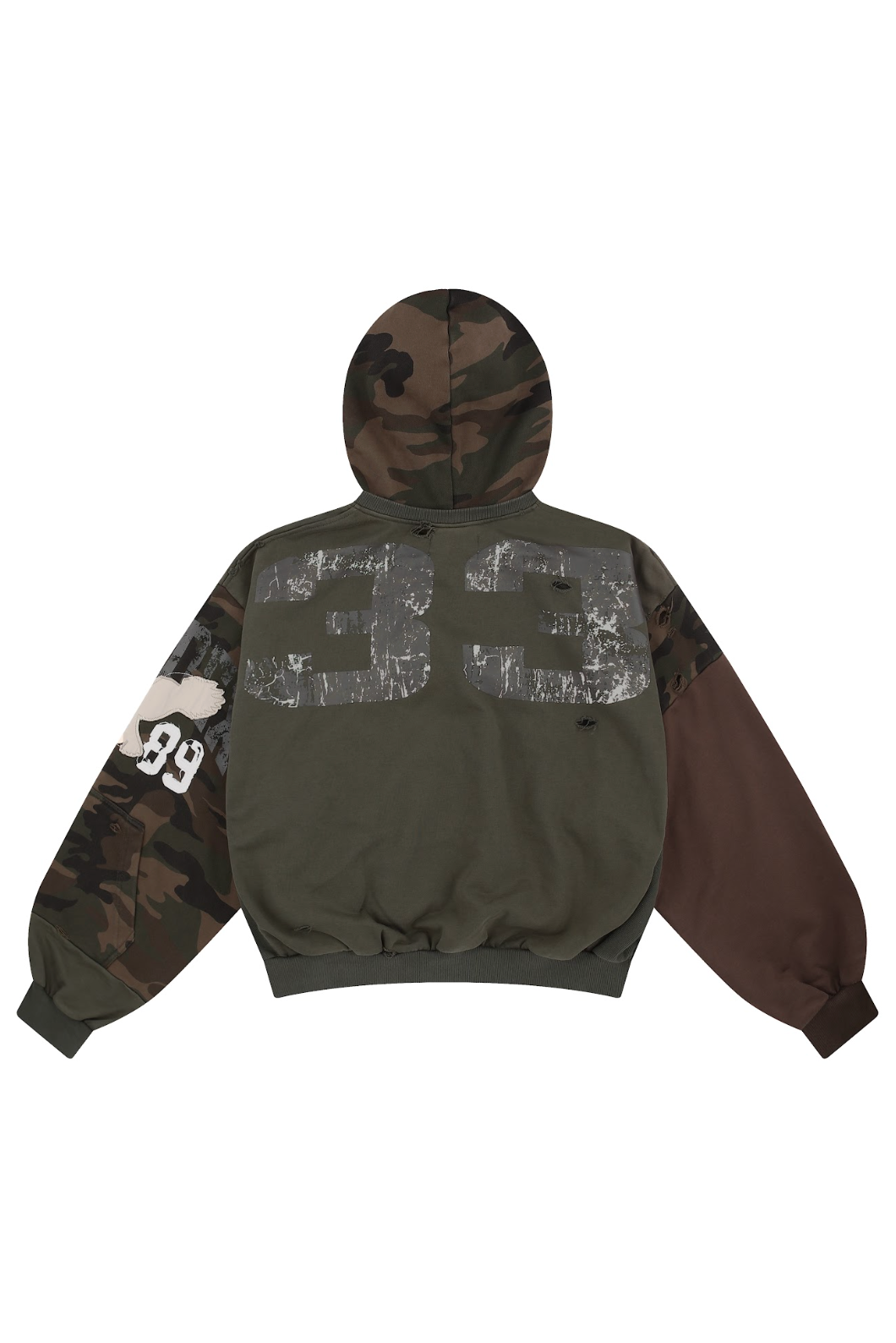 Reconstructed Sweatshirt Zip Hoodie
