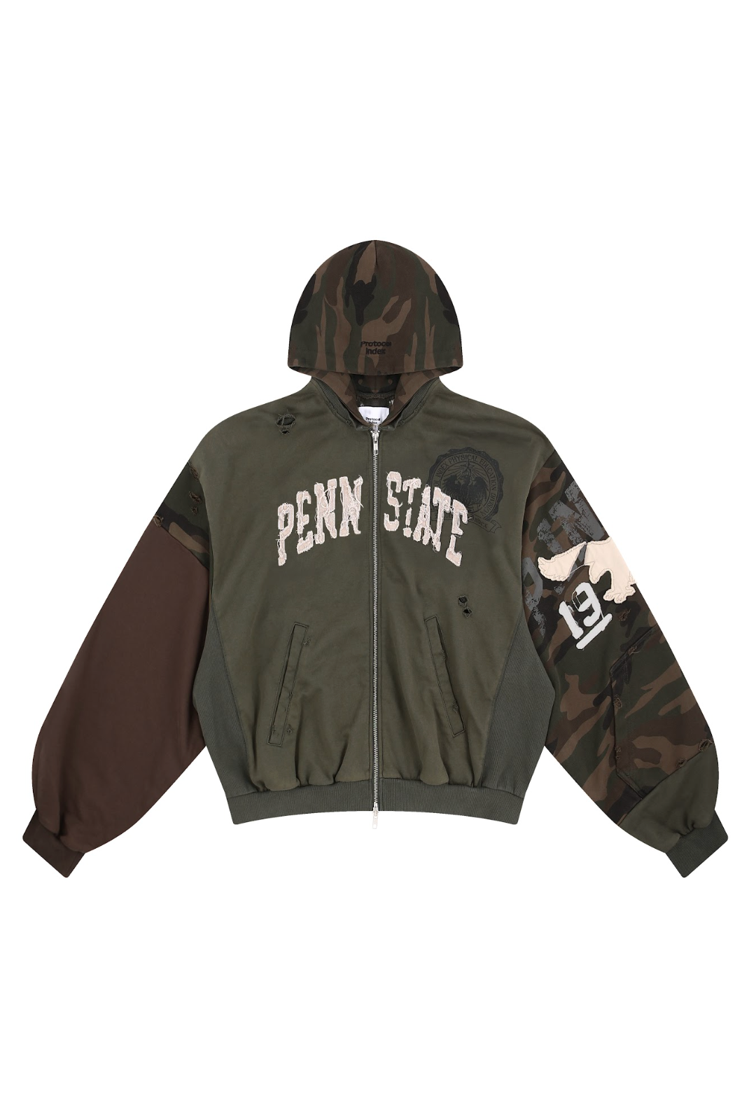 Reconstructed Sweatshirt Zip Hoodie