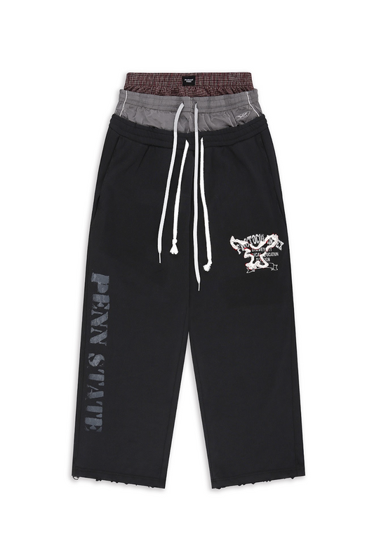 Retro 3 Layered Sweat Pants BLACK