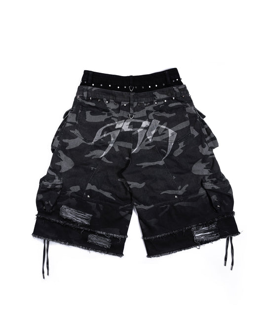 Street Camo 2.0 Denim Shorts WASHED GREY
