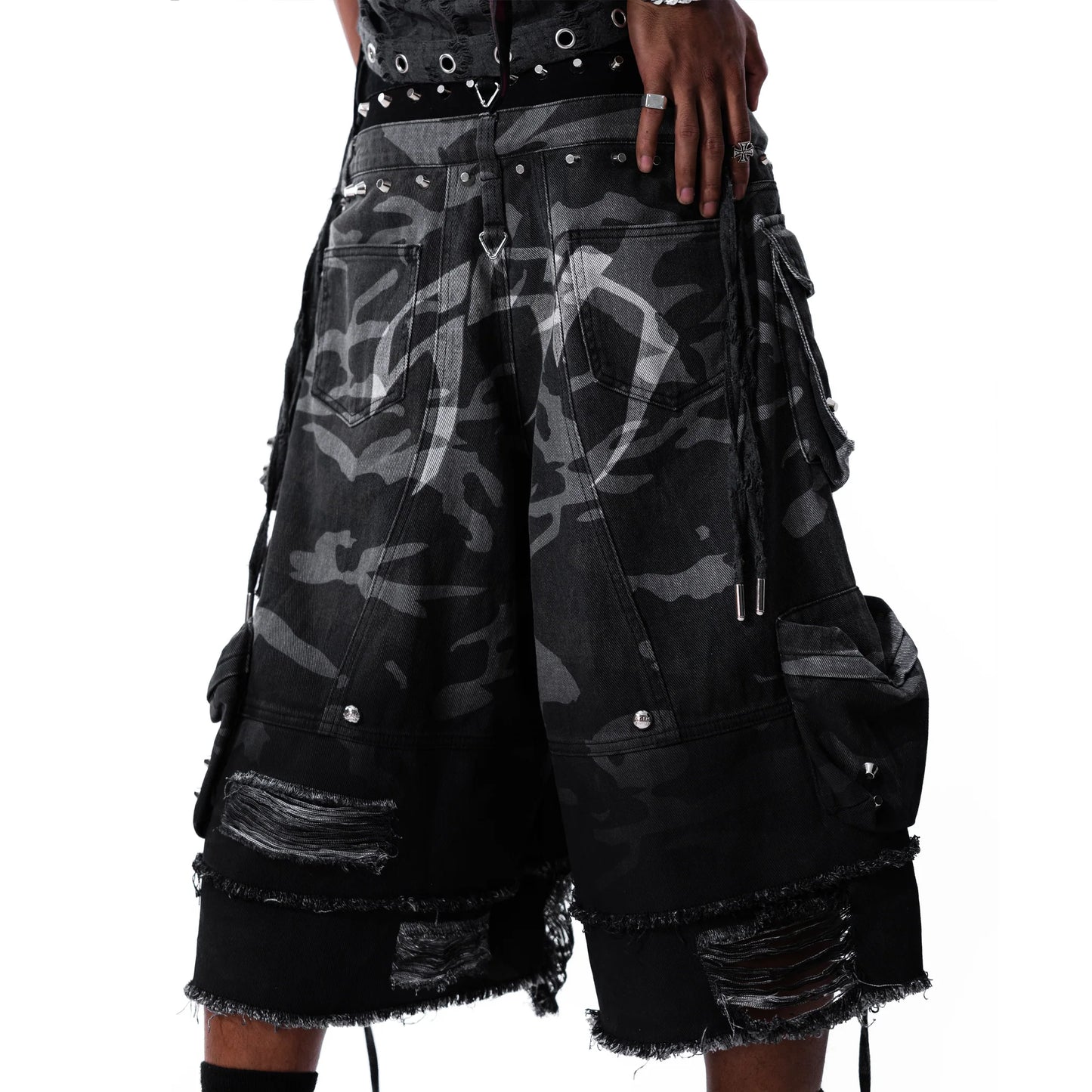 Street Camo 2.0 Denim Shorts WASHED GREY