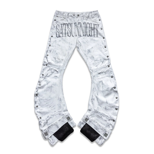 Lost in Castle Curved Denim Pants POLLUTED WHITE