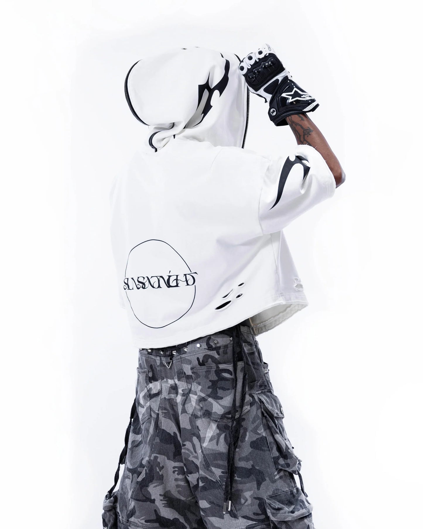 Short Hooded Jacket WHITE