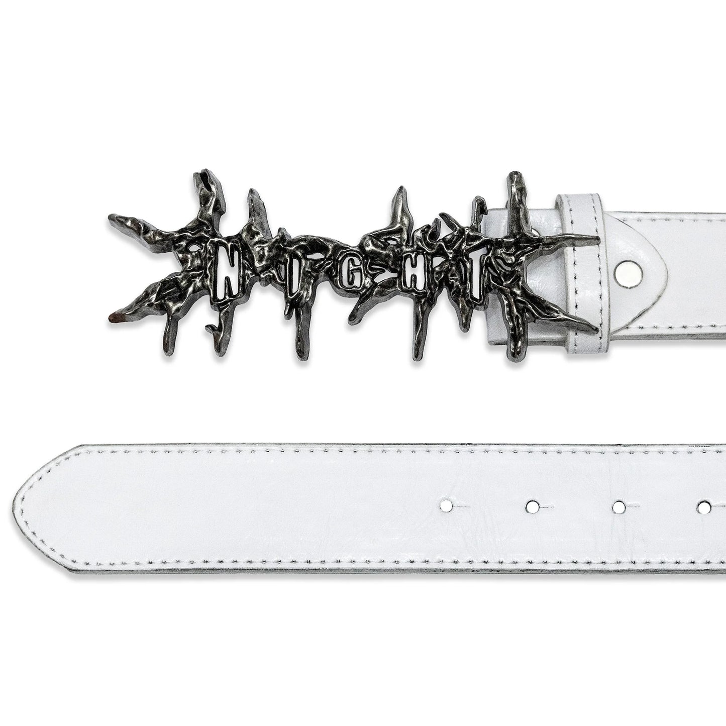 Dark Rift Metal Leather Belt WHITE