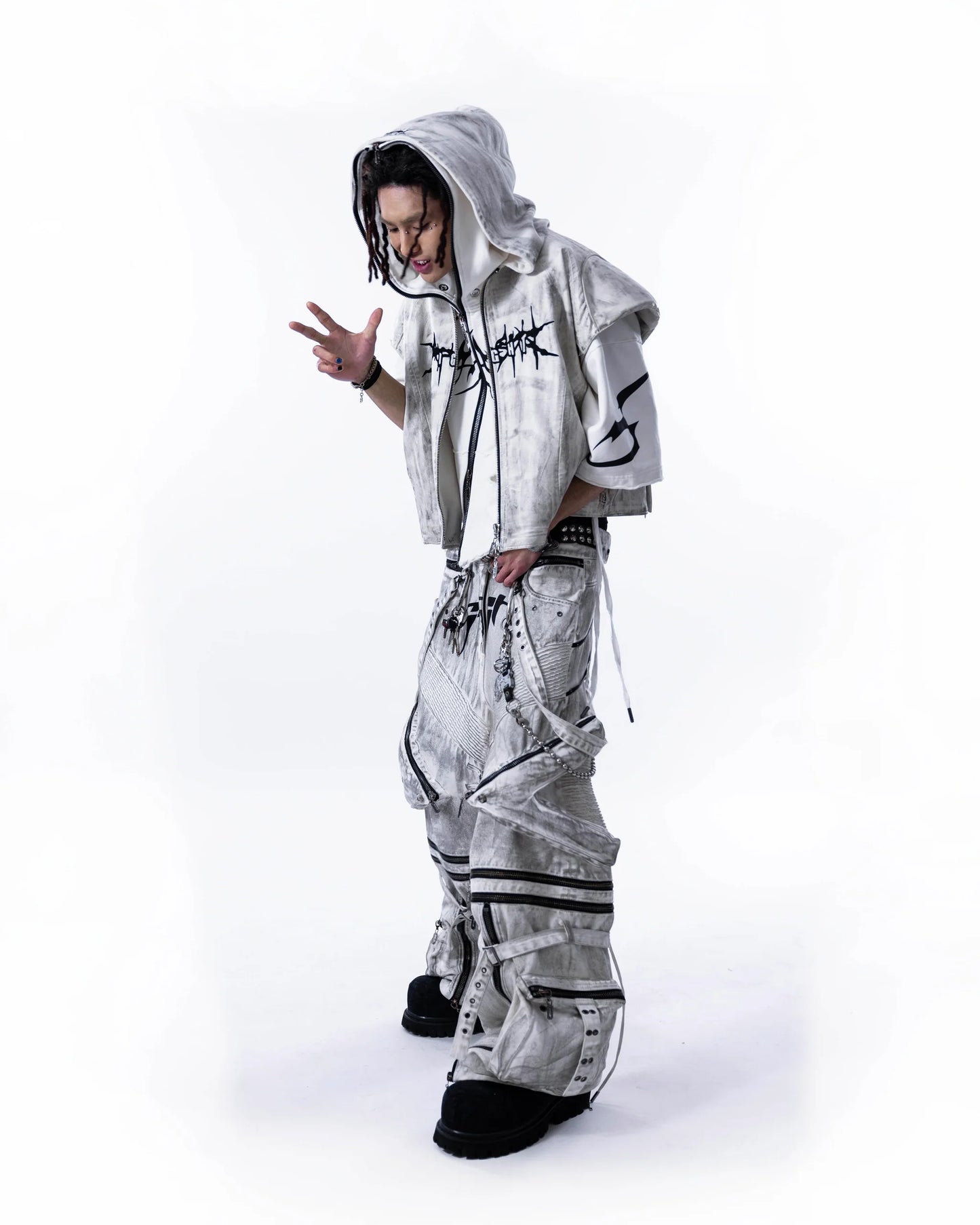 Leather Vest POLLUTED WHITE