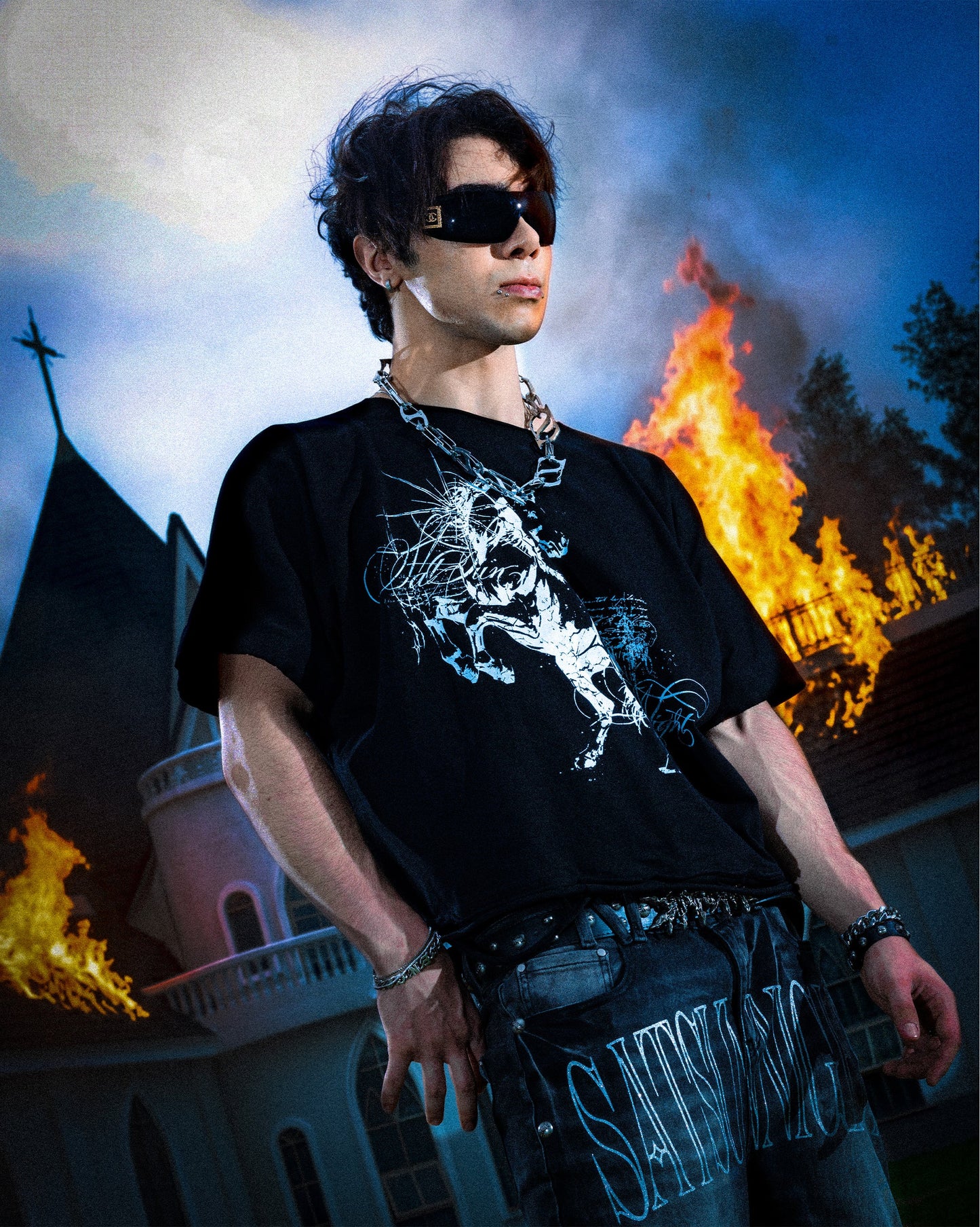 V.06 LOST HORSE BOTH SIDES T-SHIRT BLACK