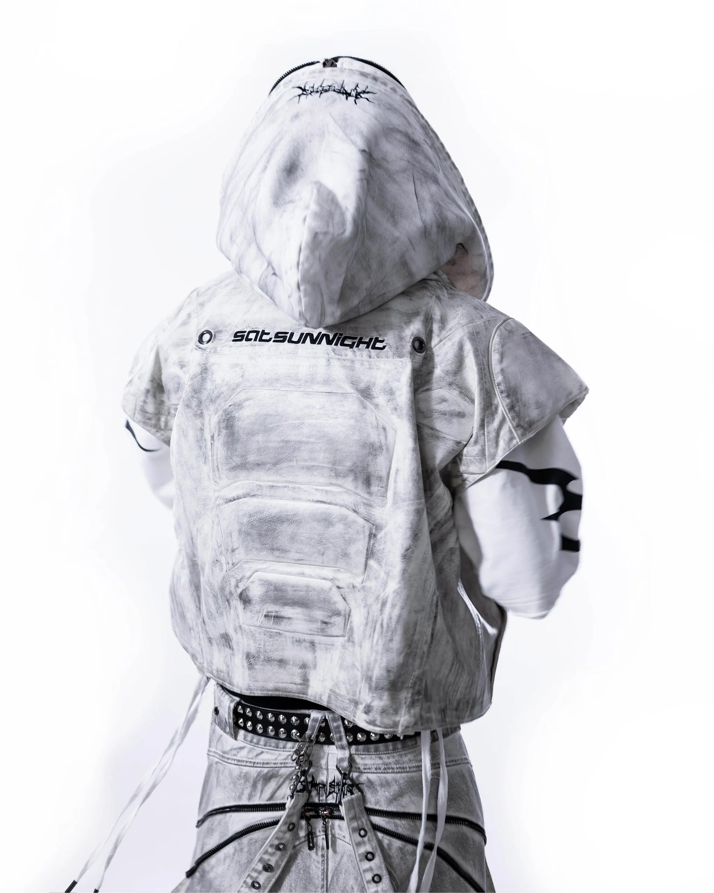 Leather Vest POLLUTED WHITE
