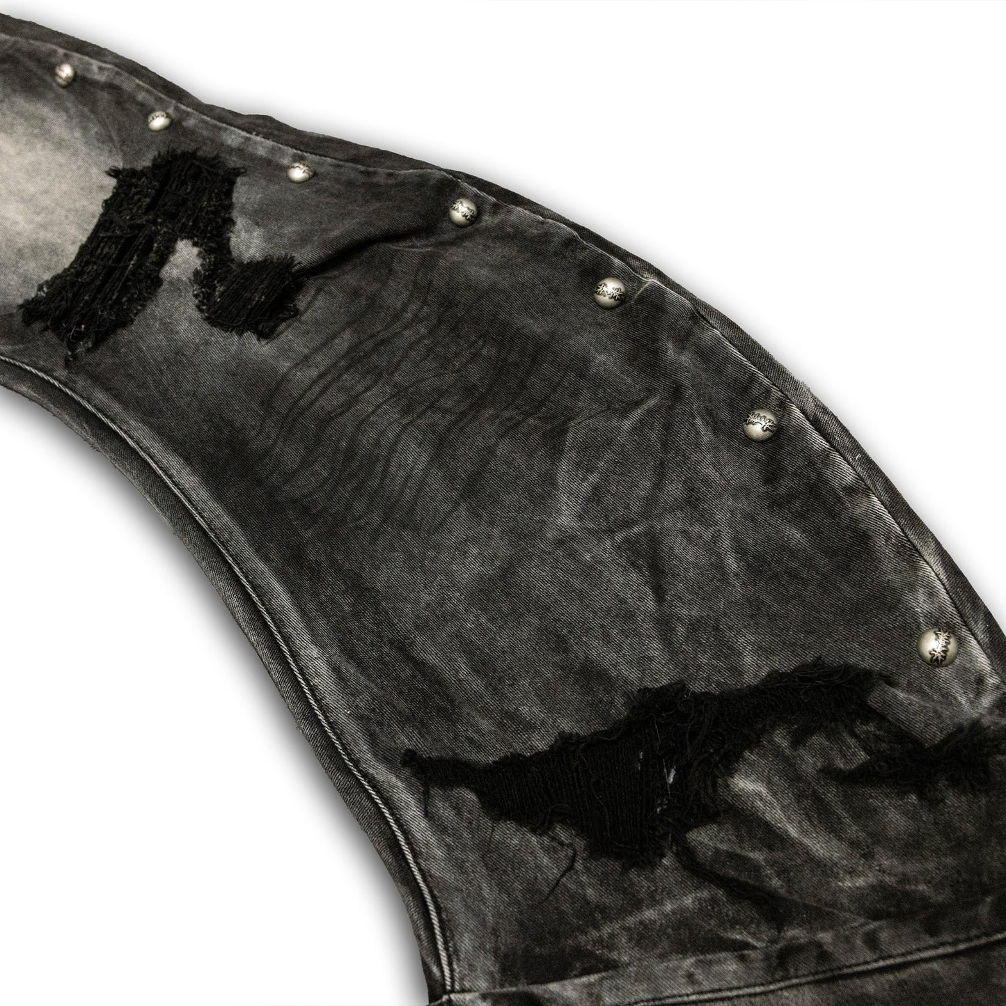 Lost in Castle Curved Denim Pants WASHED BLACK