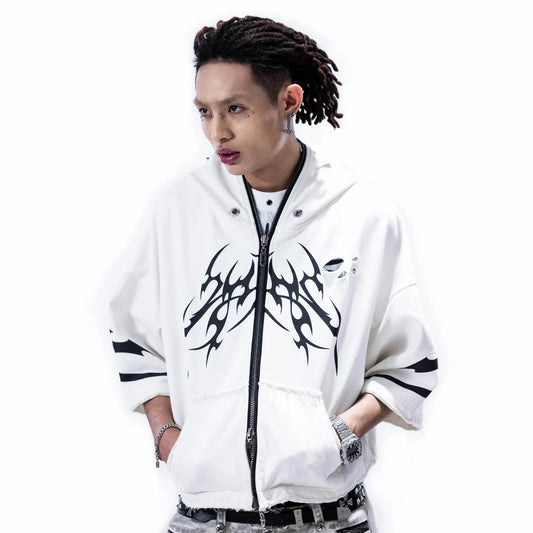 Short Hooded Jacket WHITE