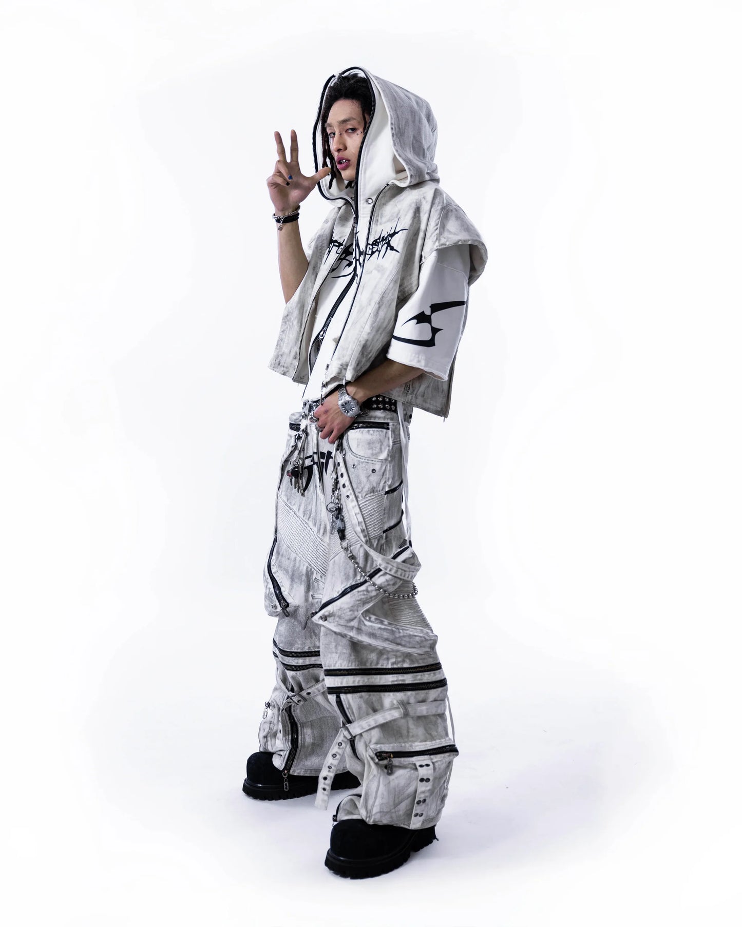 Leather Vest POLLUTED WHITE