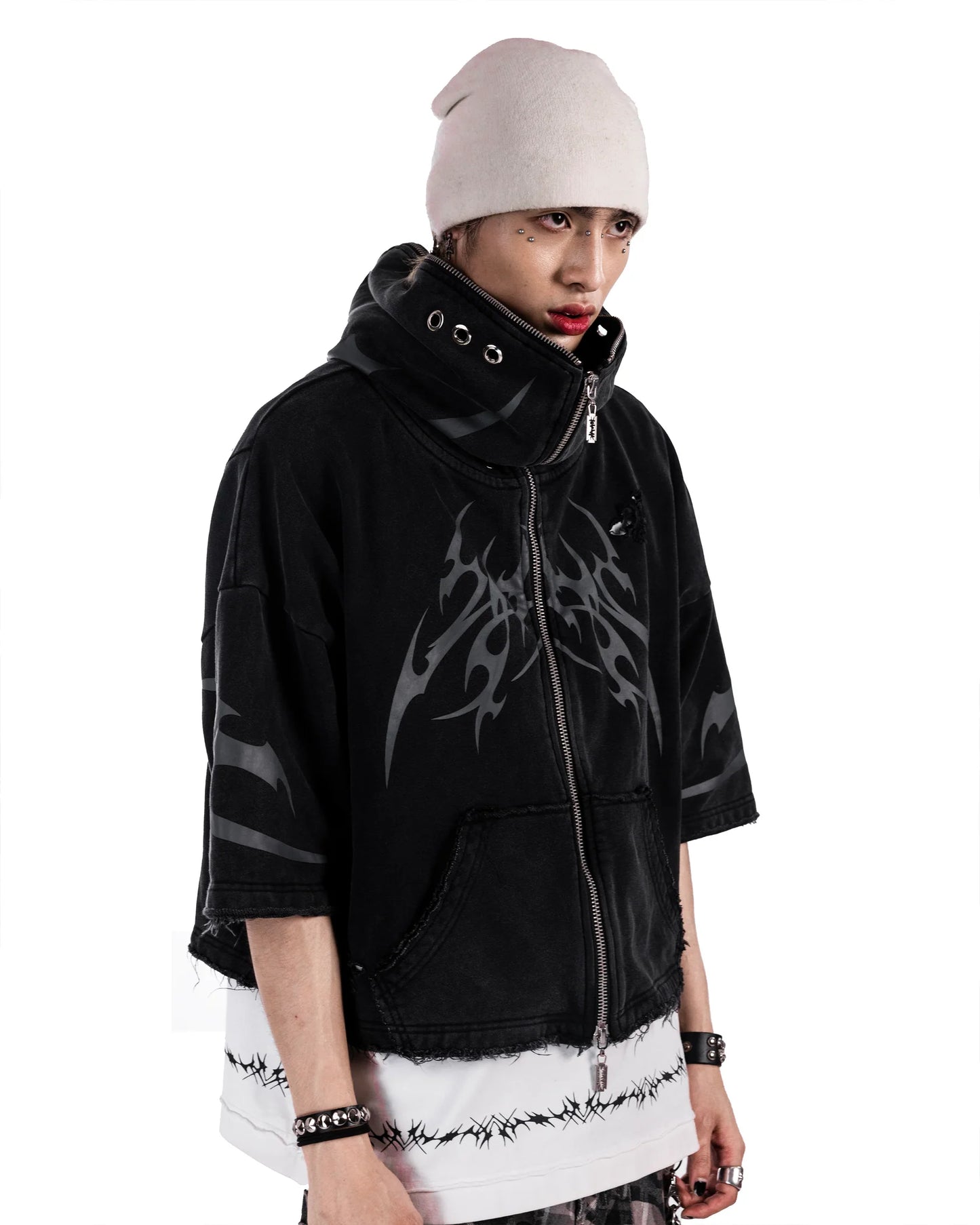 Short Hooded Jacket BLACK