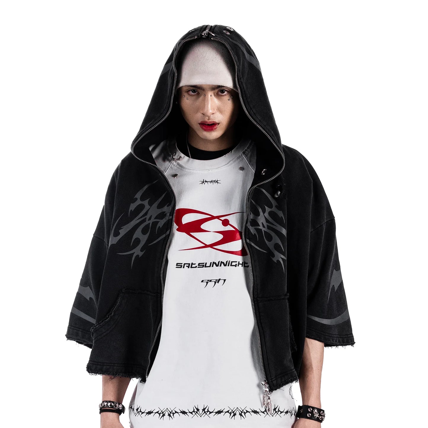 Short Hooded Jacket BLACK