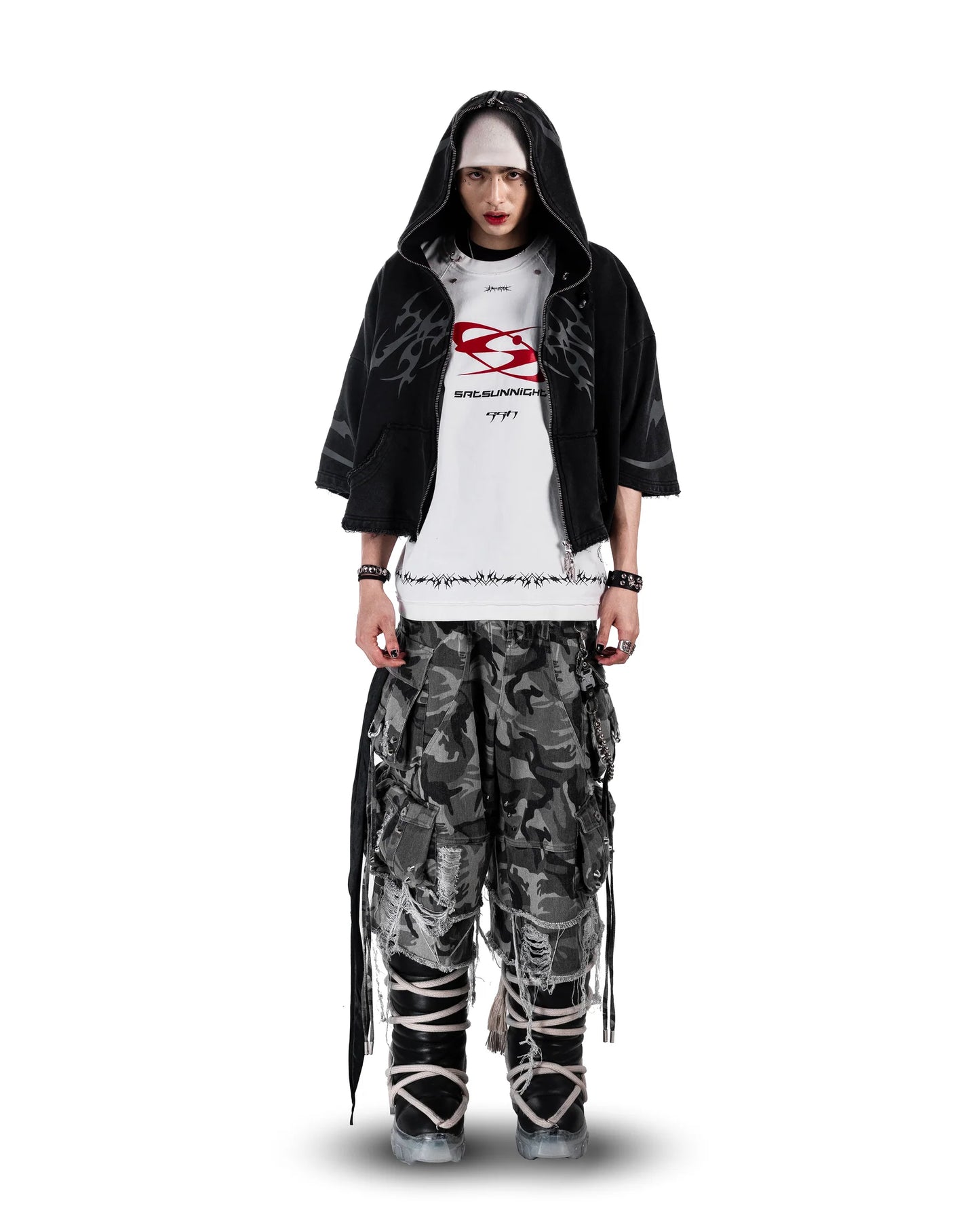 Short Hooded Jacket BLACK