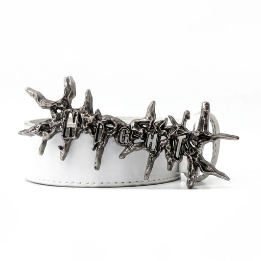 Dark Rift Metal Leather Belt WHITE