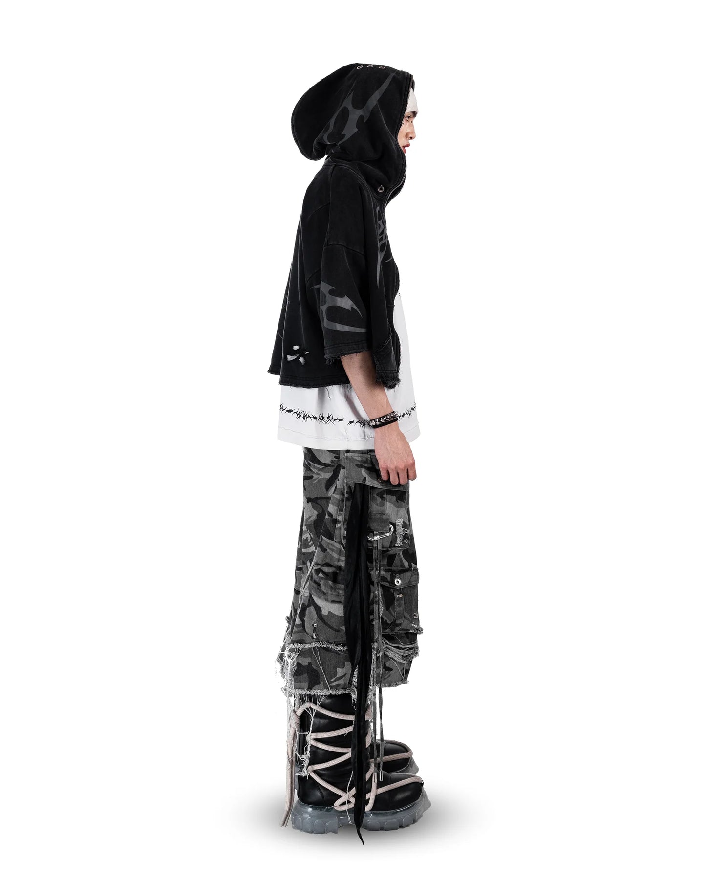 Short Hooded Jacket BLACK