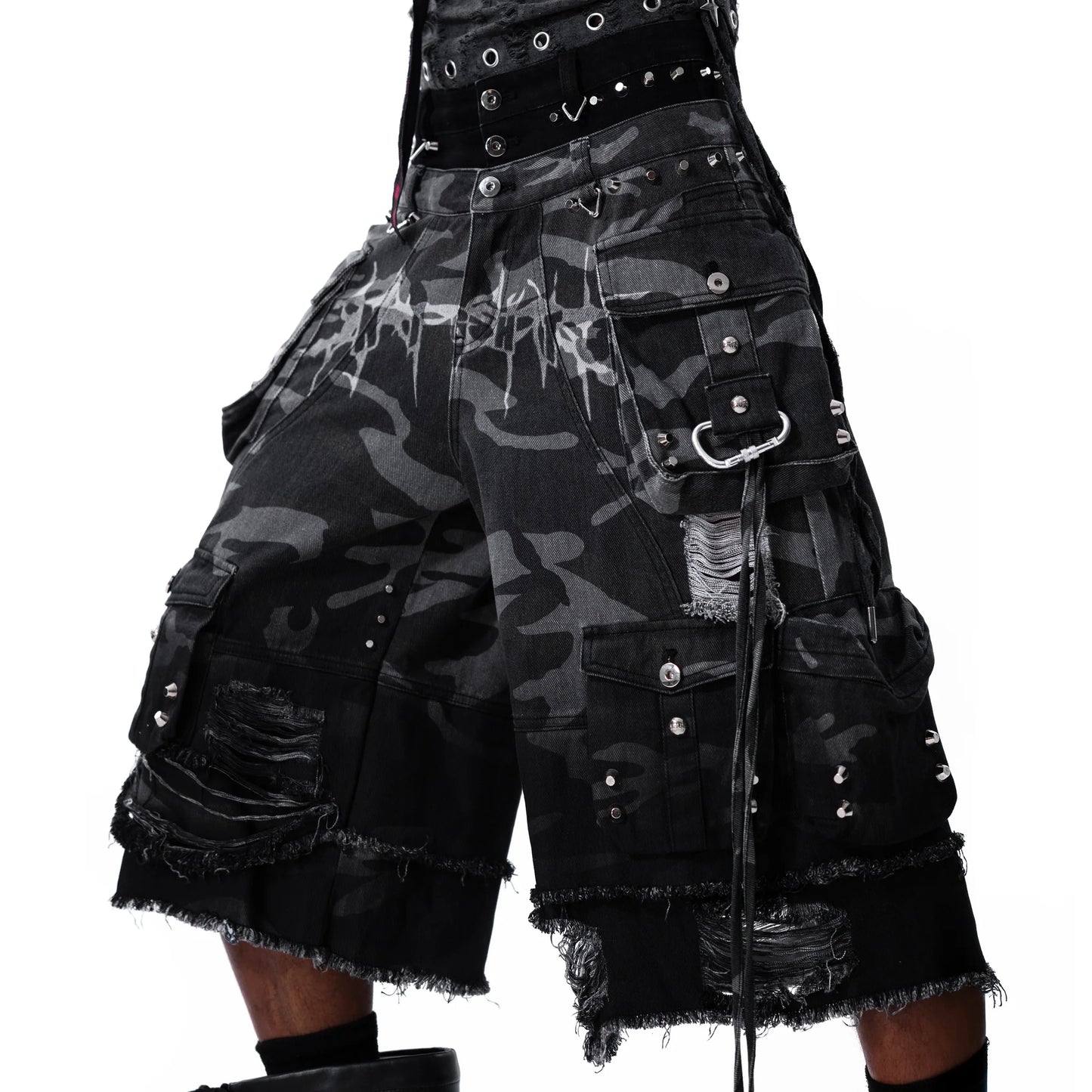 Street Camo 2.0 Denim Shorts WASHED GREY